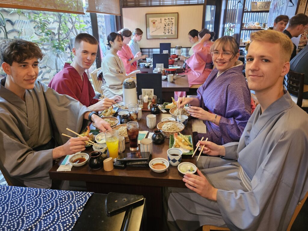 International students enjoying a Japanese cultural experiences lunch