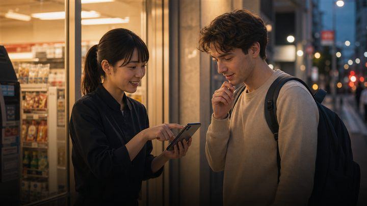 Bilingual local staff helping a newcomer in Japan