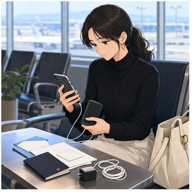 Visit Japan Web backup plan with phone battery charger paper backup passport and airport seating