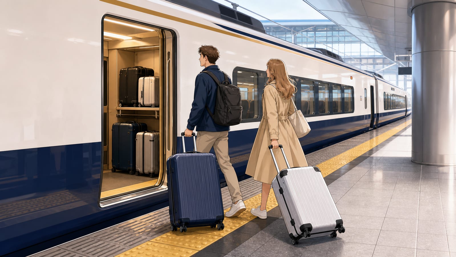 Train with bag storage